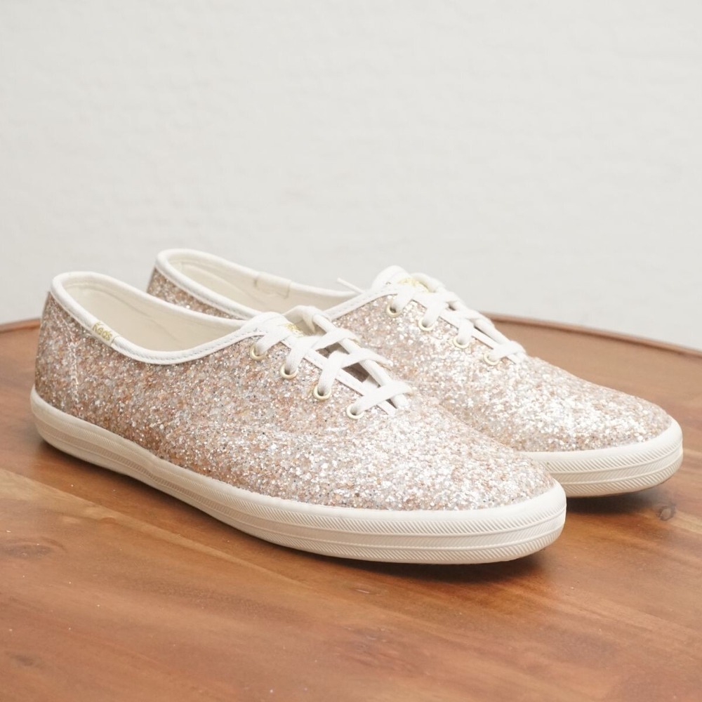 Keds Glitter Sneakers in Gold and White